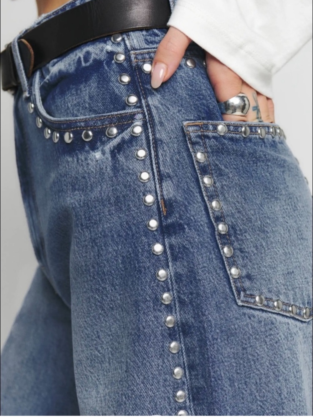 Reformation Cary High Rise Slouchy Jeans Wide Leg Jeans Raw Hem Size 29
